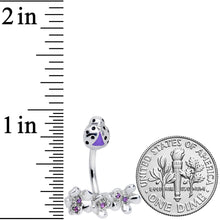 Purple Gem Ladybug Flower Trio Double Mount Belly Ring