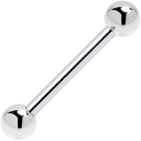 Solid 14k White Gold Straight Barbell Ring 16G 3/8 3mm