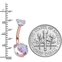 Aurora CZ Gem Rose Gold Tone Top Internally Threaded Belly Ring