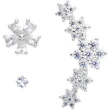 16G 1/4 Clear CZ Gem Floral Labret Tragus Set of 3