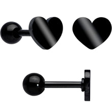18G Clear CZ Gem Black Heart Cartilage Tragus Set of 8