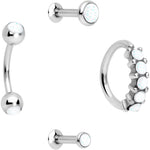 16G Clear Orb Septum Labret Cartilage Tragus Set of 4