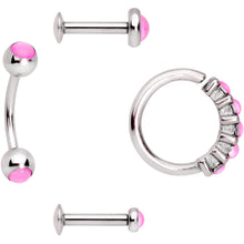 16G Pink Orb Septum Labret Cartilage Tragus Set of 4