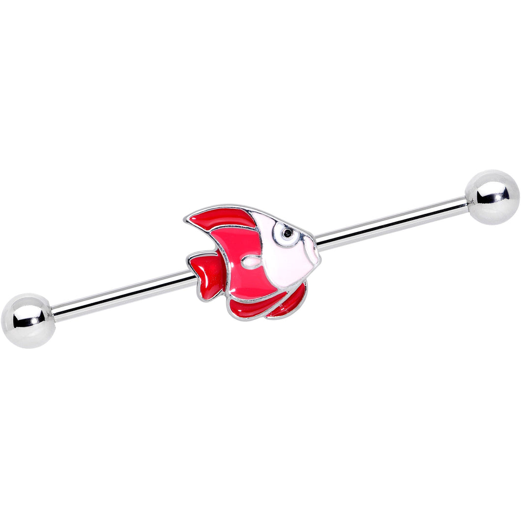 14G Brown Nautical Angelfish Industrial Barbell 38mm