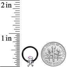 16G 3/8 Black Skeleton Girl Halloween Hinged Segment Ring