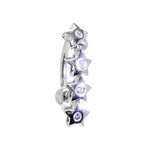 16G Solid 14K White Gold TOP MOUNT Cubic Zirconia STAR DROP Belly Ring