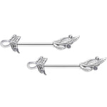 14G 9/16 Clear Gem Elegant Swirl Barbell Nipple Ring Set