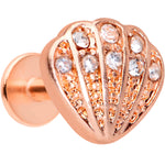 16G 1/4 Clear Gem Rose Gold Tone Shell Labret Monroe Tragus
