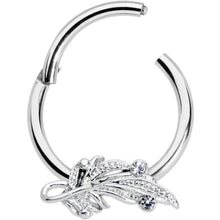 16G 3/8 Clear Gem Elegant Swirl Hinged Segment Ring