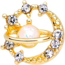 16G 1/4 Clear Gem Gold Tone Saturn Moon Cartilage Tragus Earring