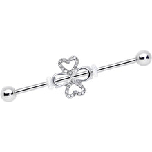 14G Clear Gem Heart Shamrock St Patricks Industrial Barbell 38mm