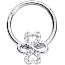16G 3/8 Clear Gem Heart Shamrock St Patricks Hinged Segment Ring