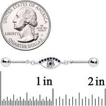 14G Clear Black Gem Wide Eye Double Industrial Barbell 40mm