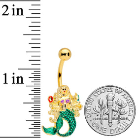 Gold Tone Green Mermaid Belly Ring