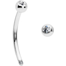 16G 1/2 Clear Gem Ball End Curved Barbell