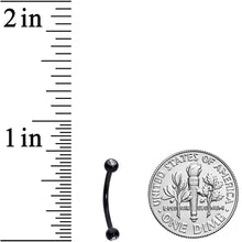 16G 1/2 Clear Gem Ball End Black Curved Barbell