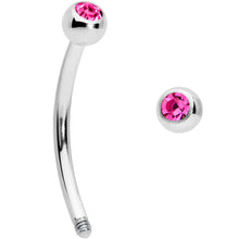 16G 1/2 Pink Gem Ball End Curved Barbell