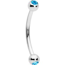 16G 1/2 Aqua Gem Ball End Curved Barbell