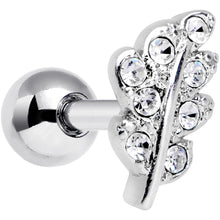 16G 1/4 Clear Gem Elegant Leaves Cartilage Tragus