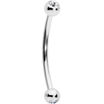 16G 9/16 Clear Gem Ball End Curved Barbell