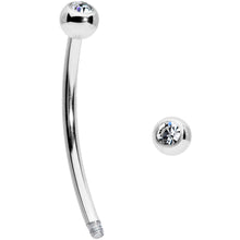 16G 9/16 Clear Gem Ball End Curved Barbell