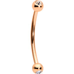 16G 9/16 Clear Gem Ball End Rose Gold Tone Curved Barbell