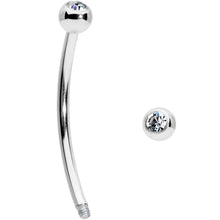16G 5/8 Clear Gem Ball End Curved Barbell