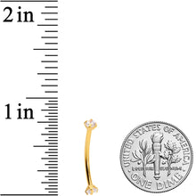 16G 9/16 Clear CZ Gem End Gold Tone Curved Barbell