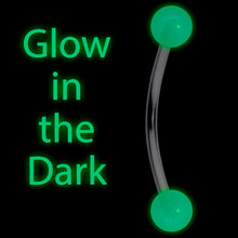 16G 9/16 White Glow in the Dark Ball End Curved Barbell