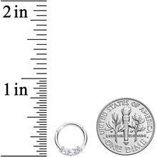 16G 5/16 Clear CZ Gem Trio Hinged Segment Ring