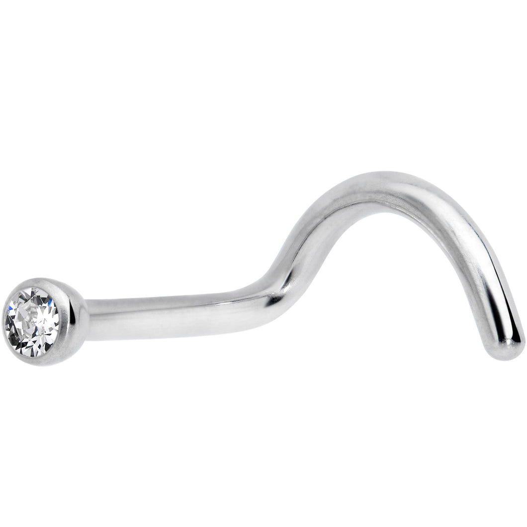 18G Clear 2mm Grade 23 Titanium Press Fit Left Nose Ring Screw