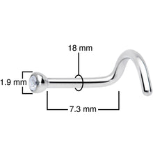 18G Clear 2mm Grade 23 Titanium Press Fit Left Nose Ring Screw