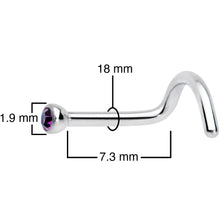 18G Hot Pink 2mm Grade 23 Titanium Press Fit Left Nose Ring Screw