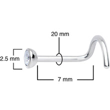 20G Clear 2.5mm Grade 23 Titanium Press Fit Left Side Nose Screw