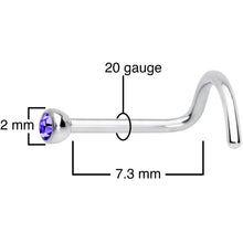20G Purple 2mm Grade 23 Titanium Press Fit Left Side Nose Screw