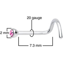 20G Pink 2mm Grade 23 Titanium Press Fit Left Side Nose Screw