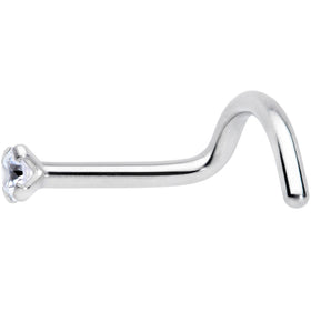 18G 1/4 Clear 2mm CZ Gem Grade 23 Titanium Left Side Nose Screw