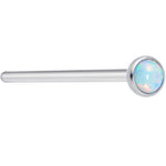 18G 3/4 White 3mm Synthetic Opal Titanium Fishtail Nose Ring