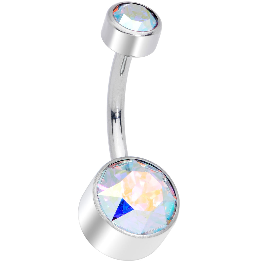 Aurora 8mm Titanium Internal Thread Belly Ring Created with Crystals