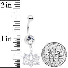 Clear CZ Gem Lotus Flower Dangle Belly Ring