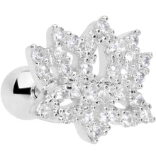 16G 1/4 Clear CZ Gem Lotus Flower Cartilage Tragus