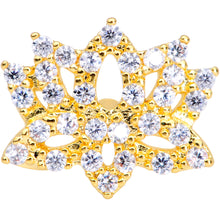 16G 1/4 Clear CZ Gem Gold Tone Lotus Flower Cartilage Tragus