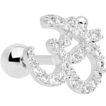 16G 1/4 Clear CZ Gem Amazing Om Cartilage Tragus