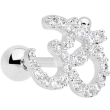 16G 1/4 Clear CZ Gem Amazing Om Cartilage Tragus