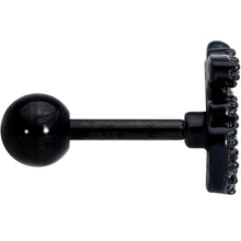 16G 1/4 Clear CZ Gem Black PVD Amazing Om Cartilage Tragus
