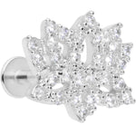 16G 5/16 Clear CZ Gem Lotus Flower Labret Monroe Tragus