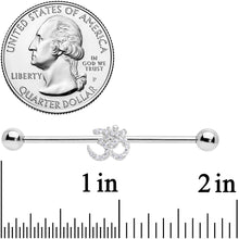 14G Clear CZ Gem Amazing Om Industrial Barbell 38mm