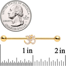 14G Clear CZ Gem Gold Tone Amazing Om Industrial Barbell 38mm