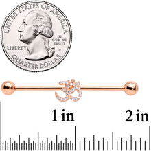 14G Clear CZ Gem Rose Gold Hue Amazing Om Industrial Barbell 38mm