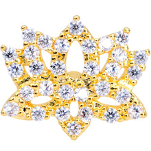 20G 1/4 Clear CZ Gem Gold Tone Lotus Flower Nose Bone